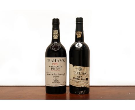 PORT - MIXED
W &amp; J Graham's Vintage Port, 1970 (x1); Taylor's Vintage Port, 1977 (x1)
Two bottles total (2x750ml)
Conditi