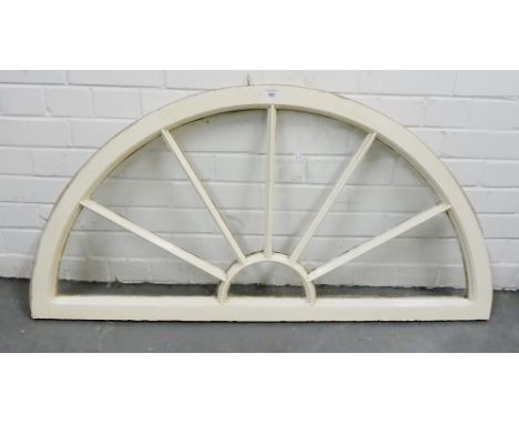An Architectural glazed demi lune 'fan light'  window panel, approx 116 x 58cm 