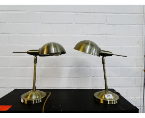 Pair of contemporary brushed metal table lamp bases, (2)