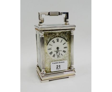 Mappin & Webb silver plated carriage clock to commemorate the marriage of HRH Prince of Wales and Lady Diana Spencer, 15cm hi