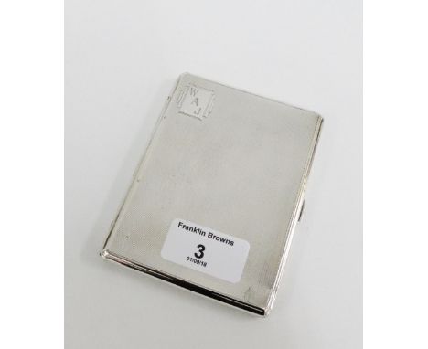 George V silver cigarette case with engine turned decoration, Birmingham 1935, 11 x 8cm 