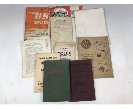 A Francis-Barnett Powerbike manual, together with the David Brown tractor guide, second edition, tractor No. S.1041, 1947, an