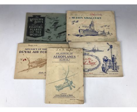 Vintage cigarette card albums including Modern Naval Craft, Aircraft of the Royal Air Force, Life in the Royal Navy etc