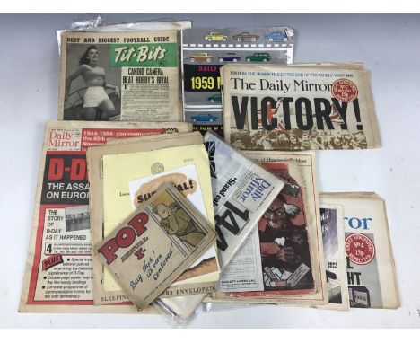 The Pop annual together with a survival leaflet and a Daily Express from Monday 6th October 1930 The R101 Crashes