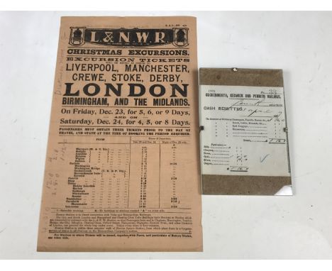 [Railway] A L.N.W.R Christmas excursions leaflet and train ticket