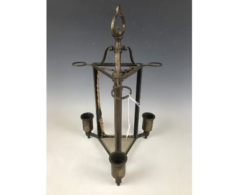 A vintage brass ceiling light