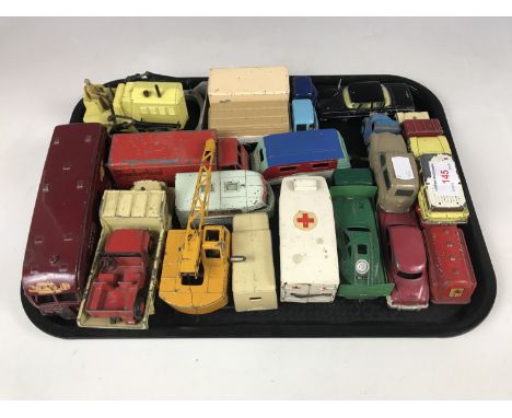 A quantity of vintage Dinky and Corgi toys including a Chevrolet Impala, an ERF model 44 g wagon, a Commer 5 ton, a caravan 1