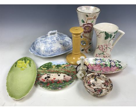 Sundry ceramics including Maling, Carlton ware, Royal Doulton and a late 19th Century blue and white Asiatic Pheasant serving