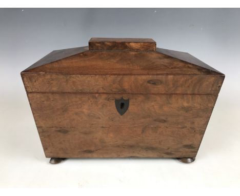 A Victorian walnut tea caddy