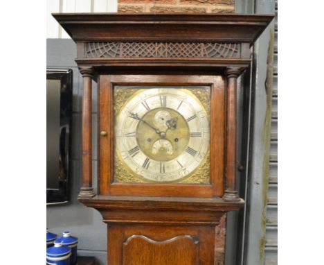 An 18th Century oak longcase clock by William Parker Wolverhampton, with eight day striking movement enclosed by a glazed pil