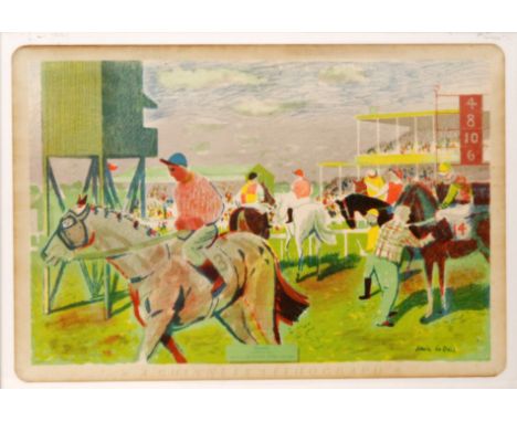 EDWARD LA DELL for Guinness - 'Newmarket', lithograph, signed in the stone, published by The Curwen Press, 1956, framed, 53cm