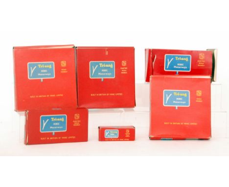 A Triang Minic motorway racing set M.1525 with level crossing, track etc, boxed 
