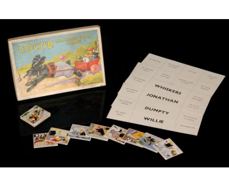 A boxed 1920s/1930s 'Cocub' 'The Cococubs Game' board game based on the Cadbury's Cococub figures made by Britains to a desig