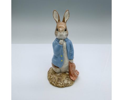 This rabbit figurine is titled Peter with Red Pocket Handkerchief. It has a glossy finish with Royal Albert, Beatrix Potter, 