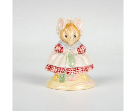 This version has her knitting. This item has its original box measuring 3"L x 3"W x 4.25"H. Beswick backstamp. Artist: Daivd 