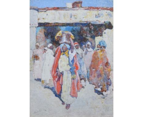 David Woodlock (1842-1929), "Town Gate, Morocco", signed, oil on board, 24.5 x 17cm, 9.75 x 6.75in.
