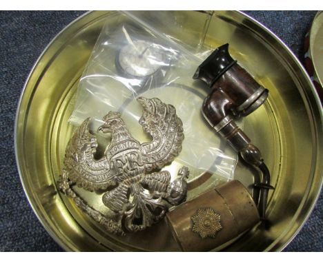 Imperial German lot of originals including w/metal FR helmet plate, trench art lighter, commemorative 1914/15 pocket watch, a