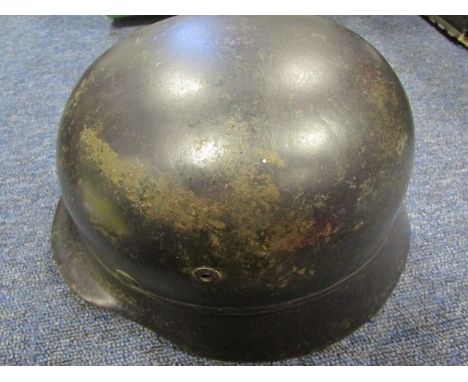 German WW2 beaded civil defence helmet nice helmet complete with lining and chin strap