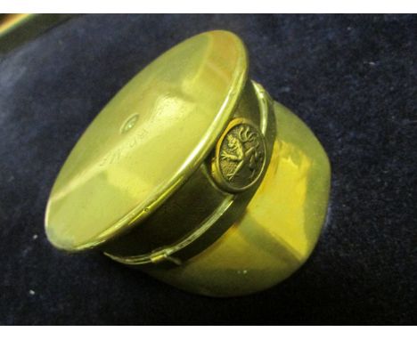 Trench Art peaked cap engraved 'Neuville France' shell dated Jan 1909 Dusseldorf