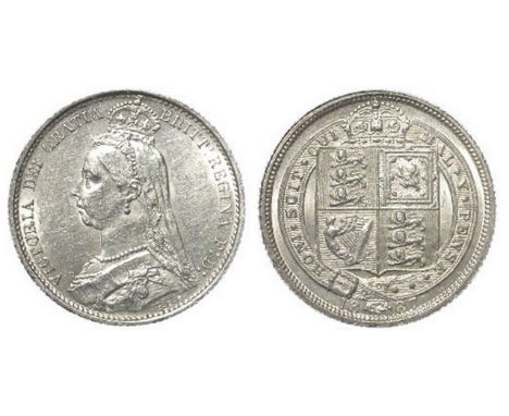 Sixpence 1887 garter, R/V in VICTORIA, EF