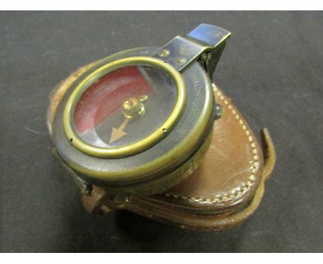 WW1 1918 dated officers compass in its 1918 dated leather case with small range finder stamped range finder cotton type Mk II