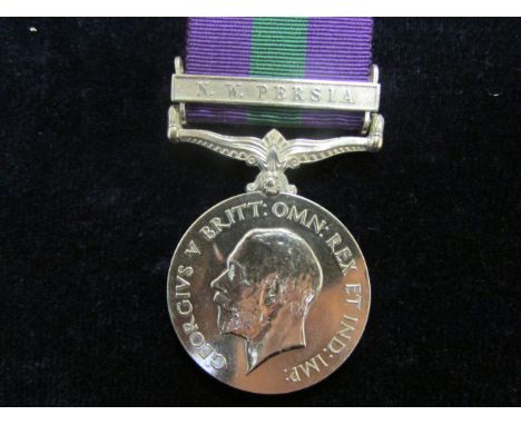 GSM GV with N.W.Persia clasp to 5329009 Pte P R Evans R.Berks.R. GVF