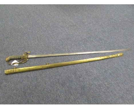 Sword: An 1845 Pattern Infantry Officers sword. This appears to be a picquet weight version for wear during social engagement