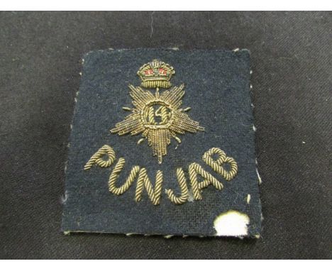 Cloth Officers Indian 14th Punjab hat badge