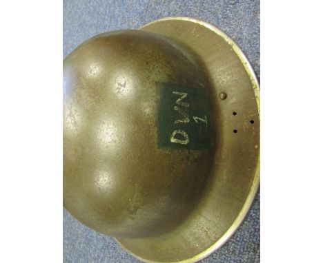 WW2 1st Devonshire Home Guard helmet complete with scarce decal