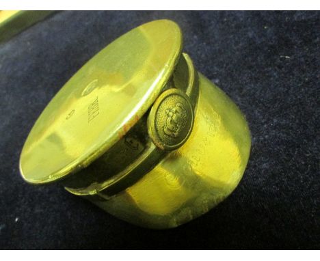 Trench Art peaked cap engraved 'Havrincourt Wood 1919 Souvenir' shell dated Febr 1917