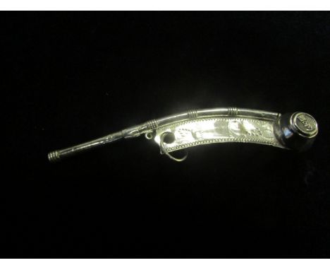 Naval Bosun's whistle, silver hallmarked (Birmingham 1858). Unusual item