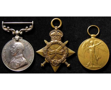 Military Medal: MM Geo V, 1914/15 Star, Victory medal. MM to 14653 Pte A. Olby 8th Bn. Norfolk R. MM L/Gaz 11.11.16. Alfred O