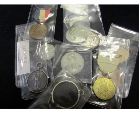 Mixed lot of medals/medallions including BWM (disc only) GS/68757 Pte R J Moore R.Fus, 4x various base metal Coronation Medal