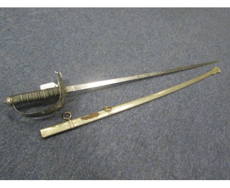 Sword: A Victorian Pattern 1895 Infantry Officers sword. VR cypher to crossguard. Slim blade 33" by Henry Wilkinson, Pall Mal