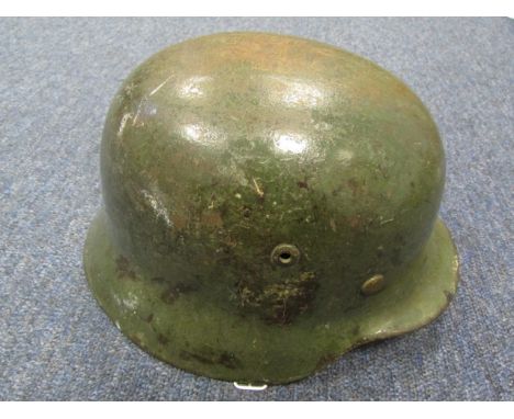 German WW2 M40 helmet with liner and chip strap, no decals, original paint work