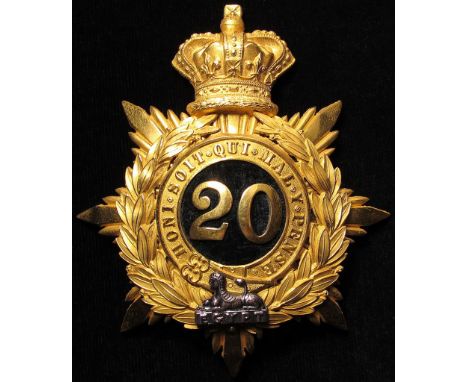 Helmet Plate - 20th Foot, with Egypt title, QV, gilt