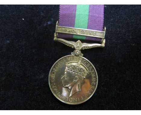 GSM GVI with Palestine clasp to 30419 Pte J Jackson Kings Own R. EF
