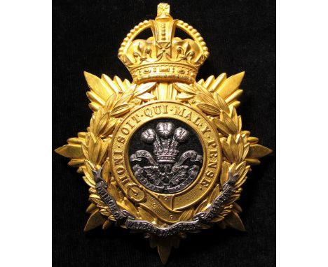 Helmet Plate - Prince of Wales Leinster Regiment, KC, gilt
