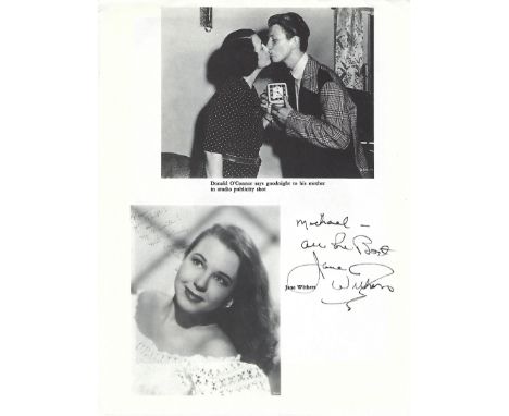 Jane Withers Signed page of annual black and white 11 x 8.5 inch. Dedicated Michael. Inscribed All the Best. Condition report