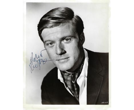 Robert Redford Signed photo black and white 10 x 8 inch. Condition report out of 10, 7. Strong autograph, on closer inspectio