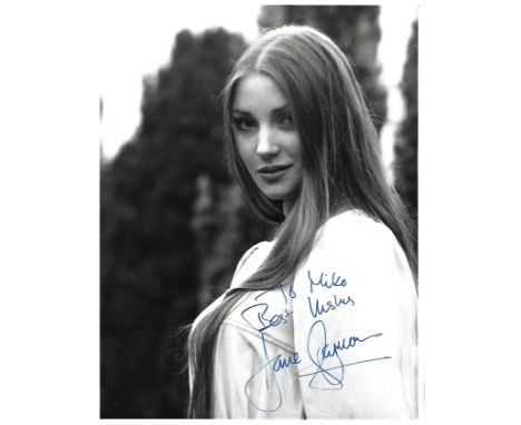 Jane Seymour Signed photo black and white 8.5 x 6.5 inch. From Photo dated 1973. Dedicated To Mike. Inscribed Best wishes. Co