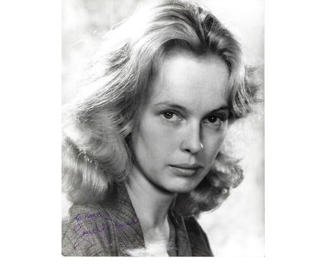 Sandy Dennis Signed photo black and white 10 x 8 inch. Dedicated To Nora. Condition report out of 10, 6. Mild crease 0.5" in 