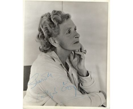 Gladys Cooper Signed photo black and white 10 x 8 inch. Dedicated Sharon. Condition report out of 10, 5. Slight fading remain
