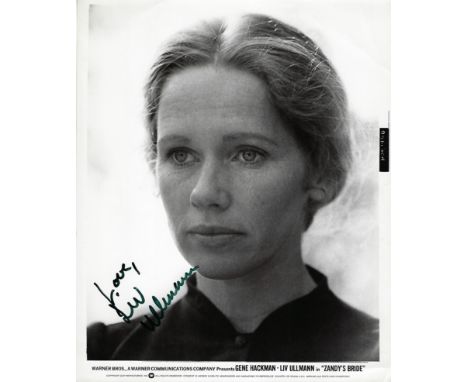 Liv Ullmann Signed photo landscape black and white 10 x 8 inch. From Zandy's Bride. Condition report out of 10, 6. Very minor