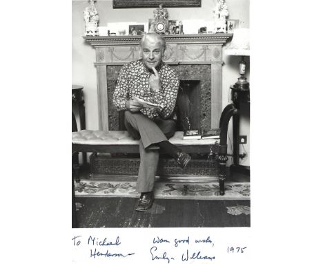 Emlyn Williams Signed photo black and white 10 x 7 inch. Dedicated To Michael Henderson. Inscribed Warm good wishes, 1975. Co