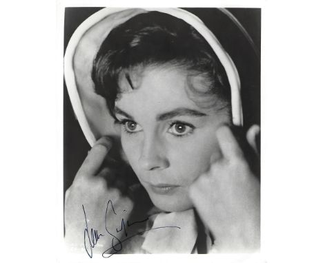 Jean Simmons Signed photo black and white 10 x 8 inch. Condition report out of 10, 7. Very small creases to white border at c