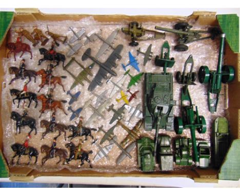 ASSORTED MILITARY DIECAST MODELS &amp; TOY SOLDIERS together with a quantity of mainly kit-built plastic model aircraft, vari