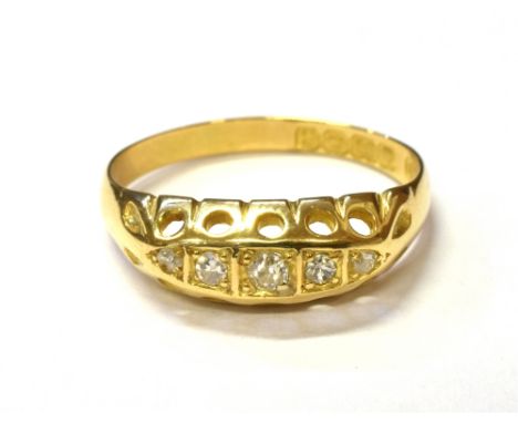 ESTATE CUT DIAMOND 18CT GOLD RING Old Swiss and old single cut diamonds, grain set in 18ct gold ring, est TDW 0.15 carats.  R