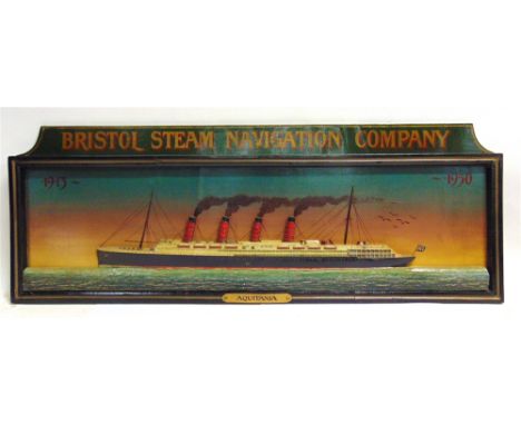 NAUTICALIA - A PART-PAINTED WOODEN WALL PLAQUE, 'BRISTOL STEAM NAVIGATION COMPANY 1913-1950'  incorporating a half-hull model