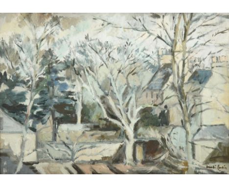 Robert Hardie Condie (1898-1981) ''Gardens in Morning Light'' Signed, inscribed verso, oil on board, 32cm by 45cm Study for R